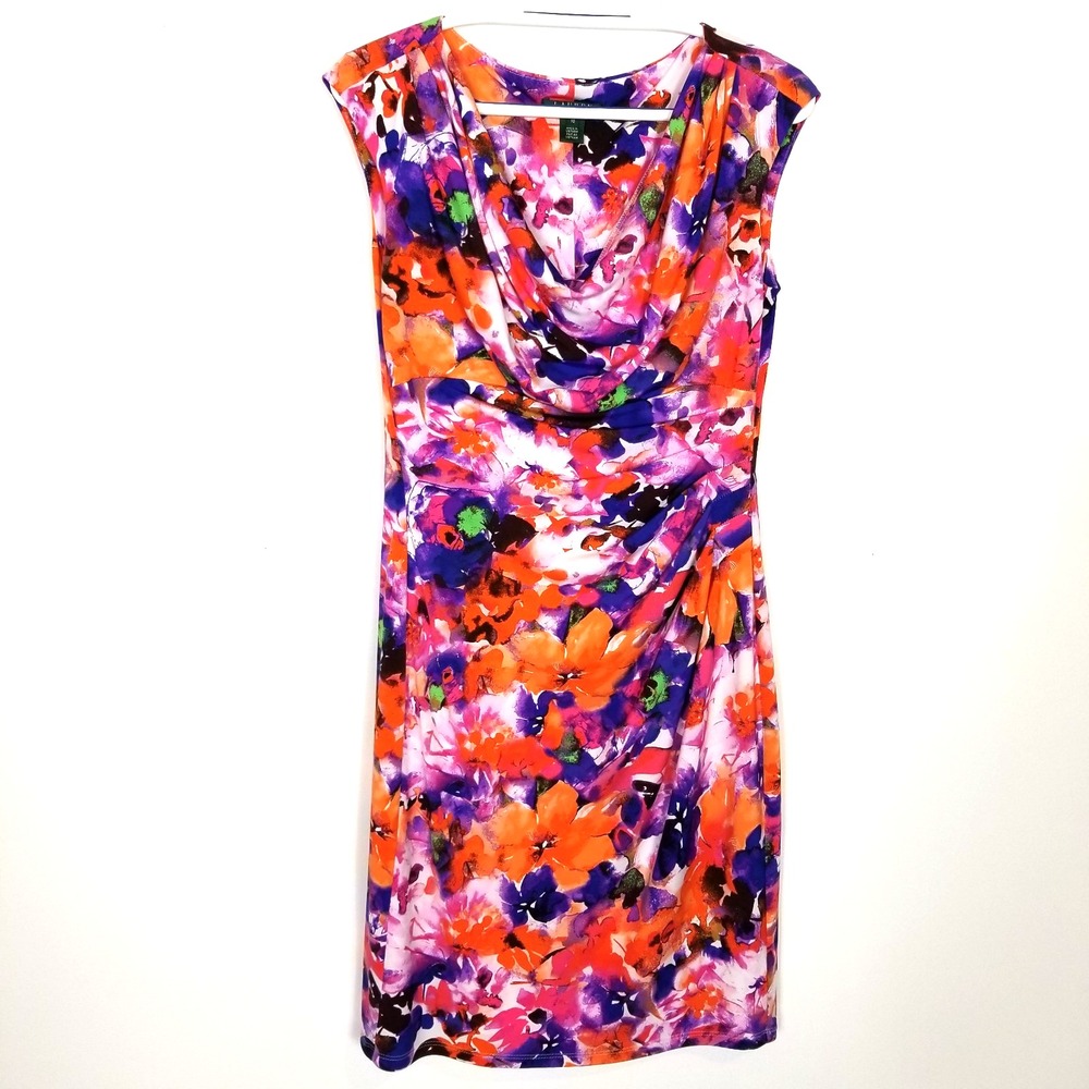 Lauren Ralph Lauren Women Floral print Stretch Jersey Dress Sz 10 Multicolor